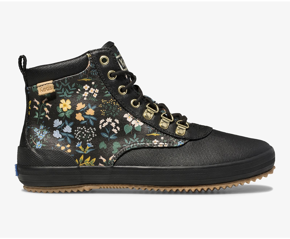 Keds Boots Black - Rifle Paper Co. Scout Water-Resistant Canvas Wildflower - Womens OGZHUR-639